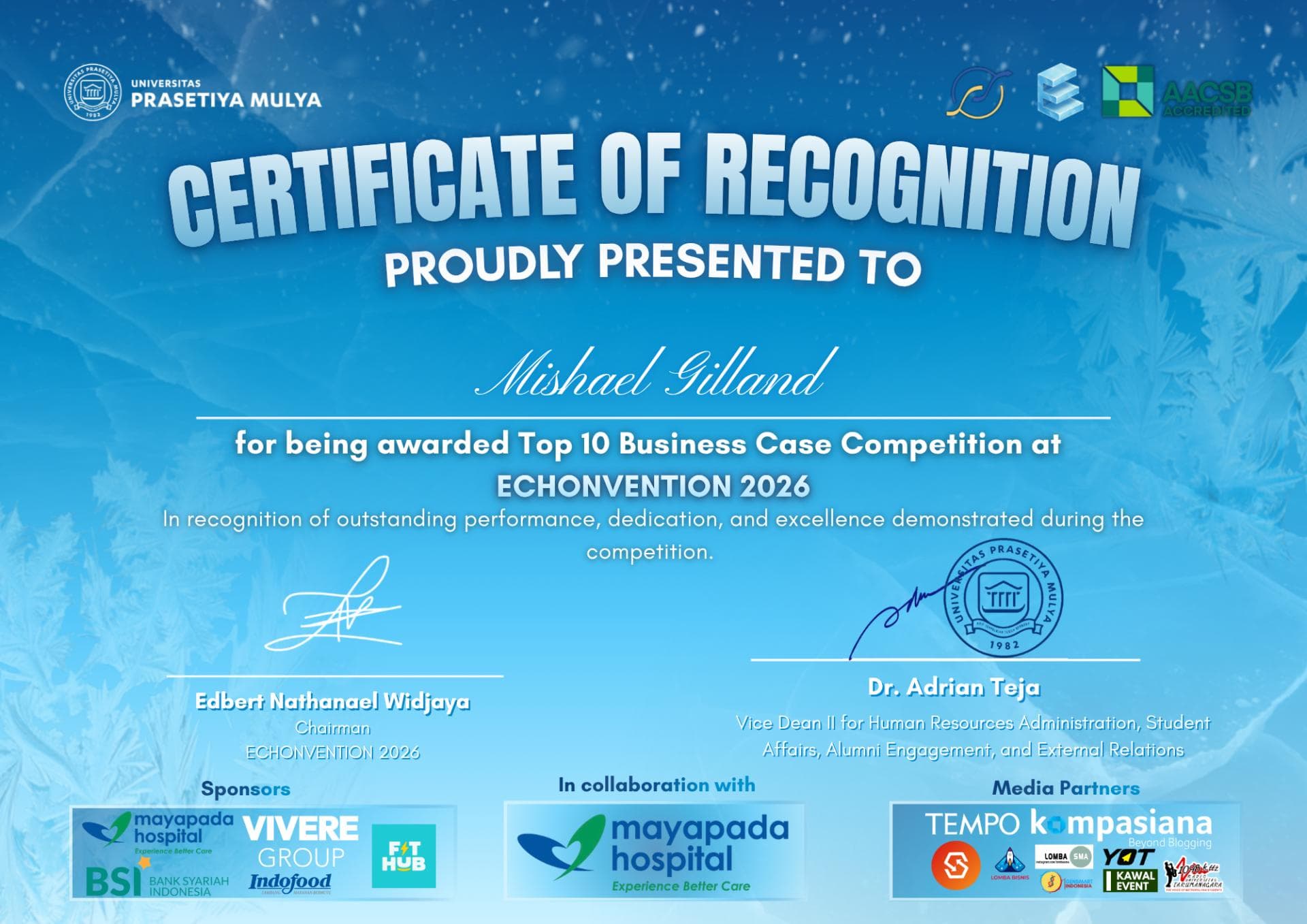 Echovention 2026 Business Case Finalist certificate